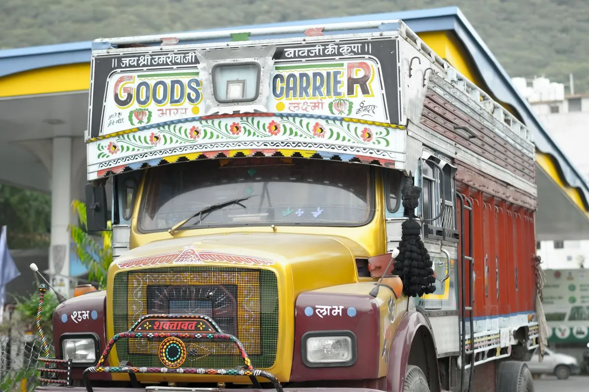 JK Express goods carrier truck at the Surat yard